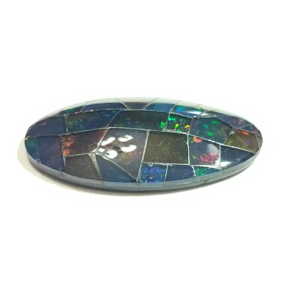 Large Australian Opal Mosaic Doublet Oval Cabochon 29.75 CT Loose Gemstone